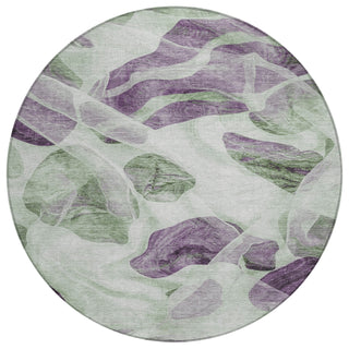 Piper Looms Chantille Abstract ACN1863 Aloe Machine Washable Area Rug Round Main Image