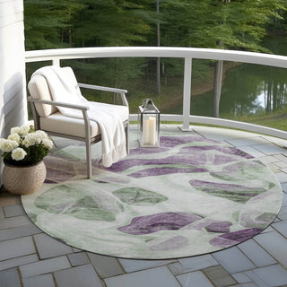 Piper Looms Chantille Abstract ACN1863 Aloe Machine Washable Area Rug Round Outdoor Lifestyle Image Feature