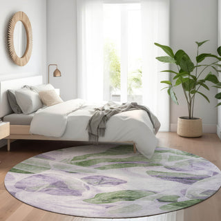 Piper Looms Chantille Abstract ACN1863 Lavender Machine Washable Area Rug Round Lifestyle Image Feature