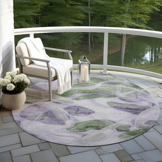 Piper Looms Chantille Abstract ACN1863 Lavender Machine Washable Area Rug Round Outdoor Lifestyle Image Feature