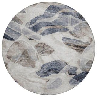 Piper Looms Chantille Abstract ACN1863 Putty Machine Washable Area Rug Round Main Image