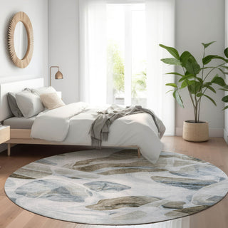 Piper Looms Chantille Abstract ACN1863 Sky Machine Washable Area Rug Round Lifestyle Image Feature
