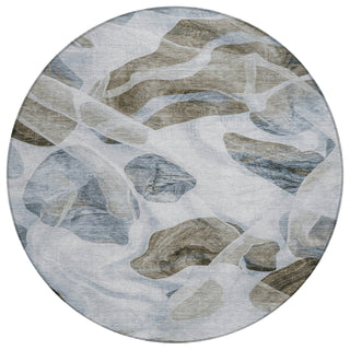 Piper Looms Chantille Abstract ACN1863 Sky Machine Washable Area Rug Round Main Image
