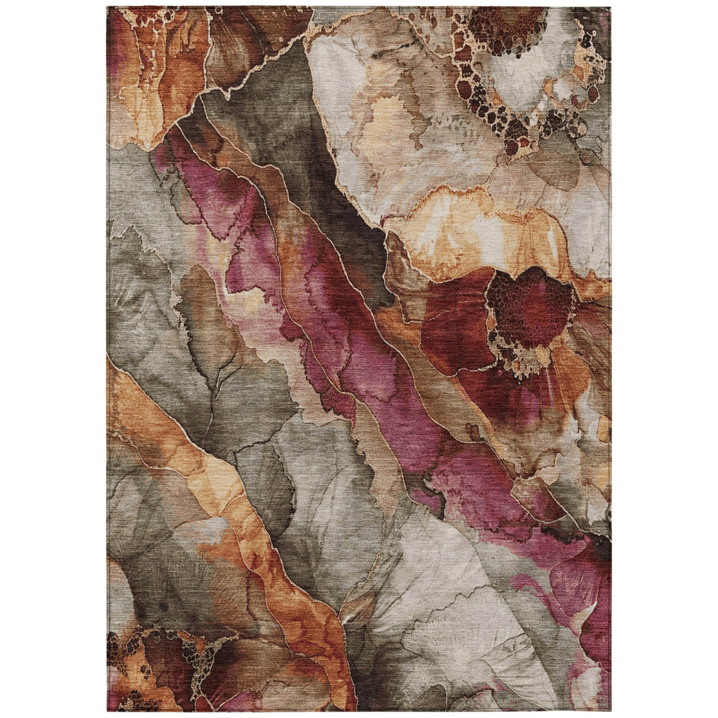 Piper Looms Chantille Floral ACN1864 Khaki Machine Washable Area Rug main image