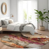 Piper Looms Chantille Floral ACN1864 Khaki Machine Washable Area Rug Round Lifestyle Image Feature