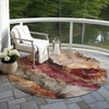 Piper Looms Chantille Floral ACN1864 Khaki Machine Washable Area Rug Round Outdoor Lifestyle Image Feature