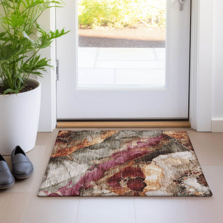 Piper Looms Chantille Floral ACN1864 Khaki Machine Washable Area Rug Scatter Lifestyle Image Feature