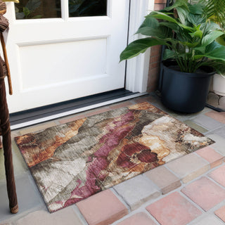 Piper Looms Chantille Floral ACN1864 Khaki Machine Washable Area Rug Scatter Outdoor Lifestyle Image Feature