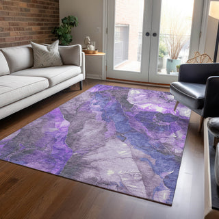 Piper Looms Chantille Floral ACN1864 Lavender Machine Washable Area Rug Lifestyle Image Feature