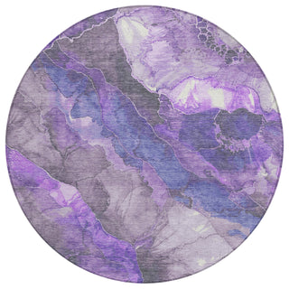 Piper Looms Chantille Floral ACN1864 Lavender Machine Washable Area Rug Round Main Image