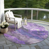 Piper Looms Chantille Floral ACN1864 Lavender Machine Washable Area Rug Round Outdoor Lifestyle Image Feature