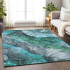 Piper Looms Chantille Floral ACN1864 Teal Machine Washable Area Rug Lifestyle Image Feature