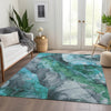 Piper Looms Chantille Floral ACN1864 Teal Machine Washable Area Rug Lifestyle Image Feature