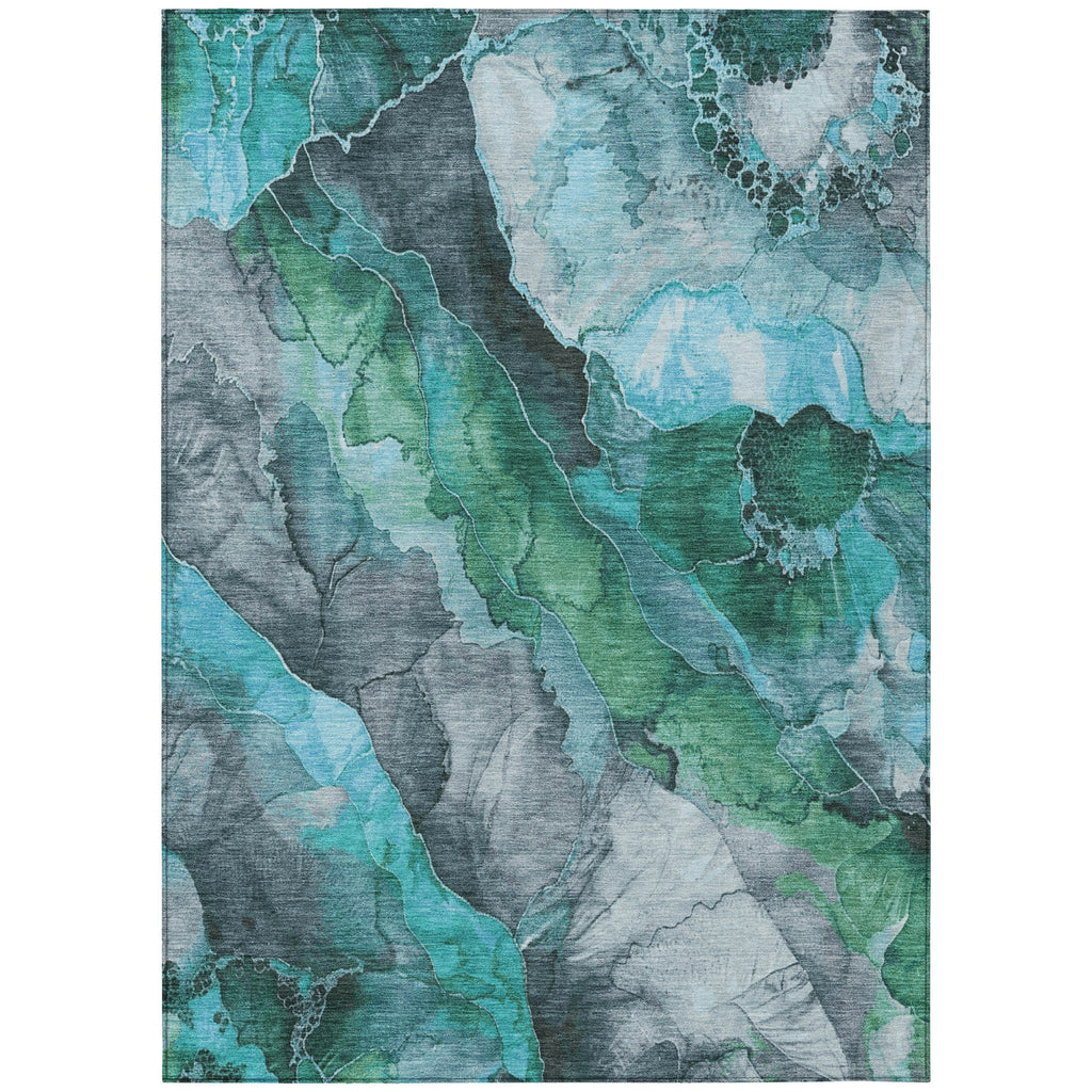 Piper Looms Chantille Floral ACN1864 Teal Machine Washable Area Rug main image