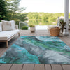 Piper Looms Chantille Floral ACN1864 Teal Machine Washable Area Rug Outdoor Lifestyle Image Feature