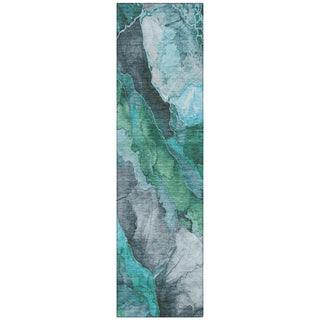 Piper Looms Chantille Floral ACN1864 Teal Machine Washable Area Rug Runner Main Image