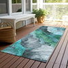Piper Looms Chantille Floral ACN1864 Teal Machine Washable Area Rug Runner Outdoor Lifestyle Image Feature
