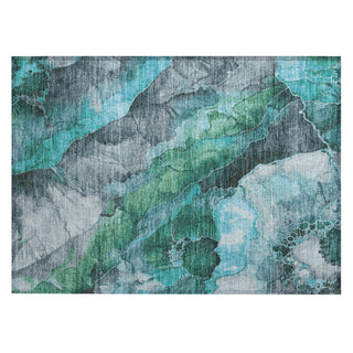 Piper Looms Chantille Floral ACN1864 Teal Machine Washable Area Rug Scatter Main Image