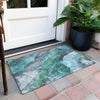 Piper Looms Chantille Floral ACN1864 Teal Machine Washable Area Rug Scatter Outdoor Lifestyle Image Feature