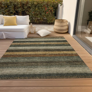 Piper Looms Chantille Stripes ACN1865 Khaki Machine Washable Area Rug Outdoor Lifestyle Image Feature