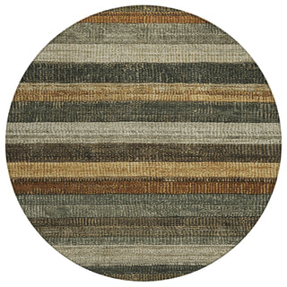 Piper Looms Chantille Stripes ACN1865 Khaki Machine Washable Area Rug Round Main Image