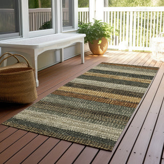 Piper Looms Chantille Stripes ACN1865 Khaki Machine Washable Area Rug Runner Outdoor Lifestyle Image Feature