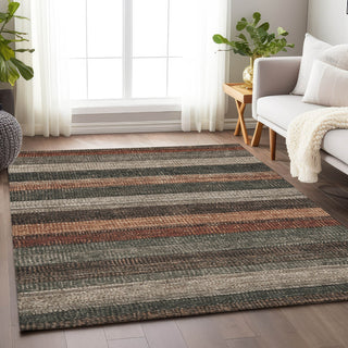 Piper Looms Chantille Stripes ACN1865 Paprika Machine Washable Area Rug Lifestyle Image Feature