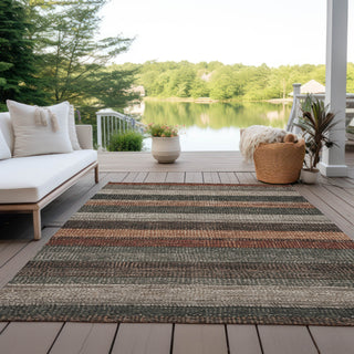 Piper Looms Chantille Stripes ACN1865 Paprika Machine Washable Area Rug Outdoor Lifestyle Image Feature
