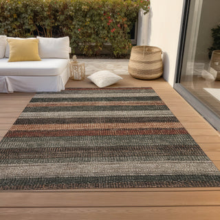 Piper Looms Chantille Stripes ACN1865 Paprika Machine Washable Area Rug Outdoor Lifestyle Image Feature