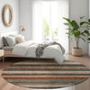 Piper Looms Chantille Stripes ACN1865 Paprika Machine Washable Area Rug Round Lifestyle Image Feature