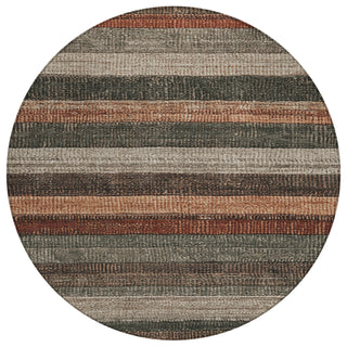 Piper Looms Chantille Stripes ACN1865 Paprika Machine Washable Area Rug Round Main Image