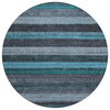 Piper Looms Chantille Stripes ACN1865 Teal Machine Washable Area Rug Round Main Image