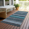 Piper Looms Chantille Stripes ACN1865 Teal Machine Washable Area Rug Runner Outdoor Lifestyle Image Feature