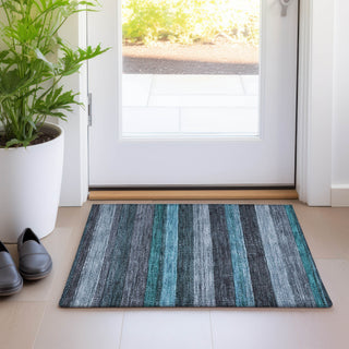 Piper Looms Chantille Stripes ACN1865 Teal Machine Washable Area Rug Scatter Lifestyle Image Feature