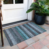 Piper Looms Chantille Stripes ACN1865 Teal Machine Washable Area Rug Scatter Outdoor Lifestyle Image Feature