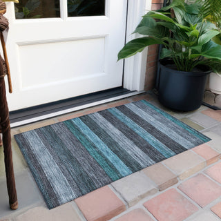 Piper Looms Chantille Stripes ACN1865 Teal Machine Washable Area Rug Scatter Outdoor Lifestyle Image Feature