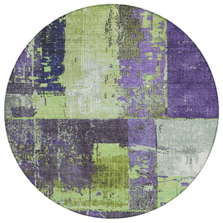 Piper Looms Chantille Abstract ACN1866 Aloe Machine Washable Area Rug Round Main Image