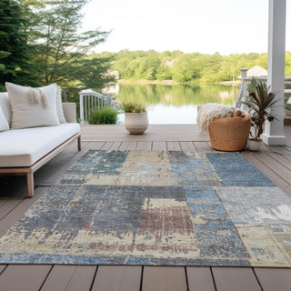 Piper Looms Chantille Abstract ACN1866 Beige Machine Washable Area Rug Outdoor Lifestyle Image Feature