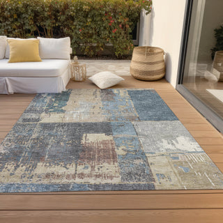 Piper Looms Chantille Abstract ACN1866 Beige Machine Washable Area Rug Outdoor Lifestyle Image Feature
