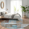 Piper Looms Chantille Abstract ACN1866 Taupe Machine Washable Area Rug Round Lifestyle Image Feature