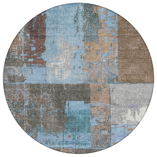 Piper Looms Chantille Abstract ACN1866 Taupe Machine Washable Area Rug Round Main Image