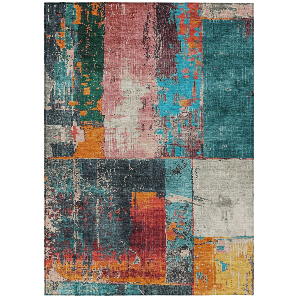 Piper Looms Chantille Abstract ACN1866 Teal Machine Washable Area Rug main image
