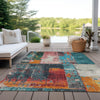 Piper Looms Chantille Abstract ACN1866 Teal Machine Washable Area Rug Outdoor Lifestyle Image Feature