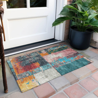 Piper Looms Chantille Abstract ACN1866 Teal Machine Washable Area Rug Scatter Outdoor Lifestyle Image Feature