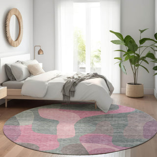 Piper Looms Chantille Abstract ACN1867 Blush Machine Washable Area Rug Round Lifestyle Image Feature