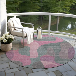 Piper Looms Chantille Abstract ACN1867 Blush Machine Washable Area Rug Round Outdoor Lifestyle Image Feature