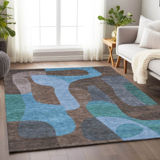 Piper Looms Chantille Abstract ACN1867 Brown Machine Washable Area Rug Lifestyle Image Feature