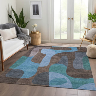 Piper Looms Chantille Abstract ACN1867 Brown Machine Washable Area Rug Lifestyle Image Feature
