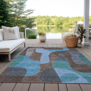 Piper Looms Chantille Abstract ACN1867 Brown Machine Washable Area Rug Outdoor Lifestyle Image Feature