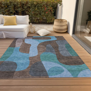 Piper Looms Chantille Abstract ACN1867 Brown Machine Washable Area Rug Outdoor Lifestyle Image Feature